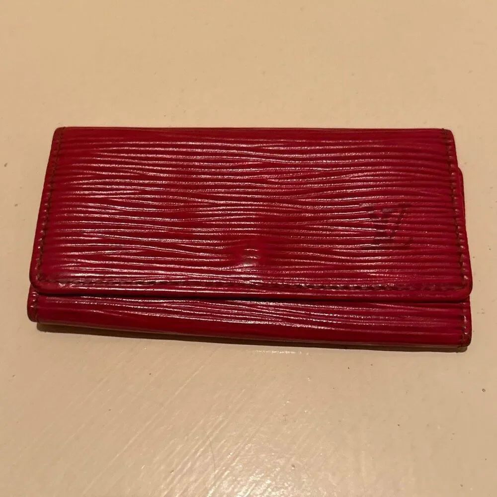Louis Vuitton Epi Key Holder Case Red Textured 4-Key Organization Travel Luxury